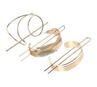 MAGICLULU 3pcs Vintage Metal Hair Sticks Set Gold Hair Cuff Bun Clips Leaf Smooth Figure-8 Design Accessories for Women Wedding and Daily Styling