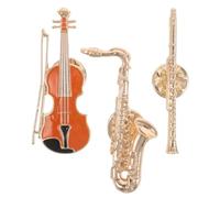 MAGICLULU 3pcs Vintage Musical Instrument Lapel Pin Brooch for Men and Women, Alloy Material with Unique Decoration and Stable Fit, for Shirts and Dresses, Classic Gold Tone Music Brooch
