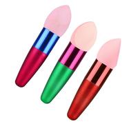 MAGICLULU 3pcs Wet and Dry Makeup Sponge Brush Set for Laying down Foundation and Cleaning up Smudges, Red Sponge Cosmetic Puff Brush for Professionals and DIY Users Random Color