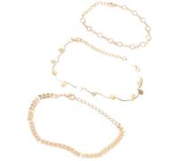 MAGICLULU 3pcs Women Anklets Set Fashion round Alloy Anklets with Golden Sequin Design, Healthy and Secure Accessory for Friendship and Dance Class