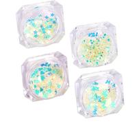 MAGICLULU 4 Boxes Luminous Nail Art Glitter Sequins Plastic Material, Easy to Use Manicure Supplies for Personal Use or Gift, Creative Star and Geometric Shapes for Unique Nail Decorations