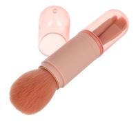 MAGICLULU 4-in-1 Multifunctional Travel Makeup Brush Set with Blush Eyeshadow and Powder Brushes Small Portable Stackable Applicator for Women Pink for On-the-go Cosmetics