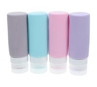 MAGICLULU 4 Pcs Leakproof Silicone Travel Bottles with Flip Cap for Toiletries Refillable Dispensing Containers in Colors Portable Travel Storage for Cosmetics and Skincare