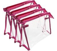 MAGICLULU 4 Pcs Portable PVC Makeup Bags with Zipper, Waterproof Travel Toiletry Storage Pouches for Tourism and Camping, Good Closure Effect Cosmetic Organiser
