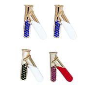 MAGICLULU 4 Pieces Science Beaker Brooch Pins Set, Alloy Chemistry Experiment Lapel Badges with Rhinestones, Science Badge Accessories for Women’s Clothing and Bags Random Color