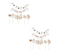 MAGICLULU 4 Sets Engaged Cake Topper with Party Banner Engagement Decorations for Wedding Ceremonies Engagement Banquets and Marriage Proposals of Stylish Decor