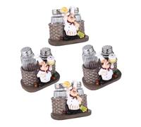 MAGICLULU 4 Sets Resin Chef Figurine Spice Storage Containers with Lids Kitchen Seasoning Organizer and Salt Pepper Shakers Jars with Modern Decorative Sculpture for Countertop Barbecue