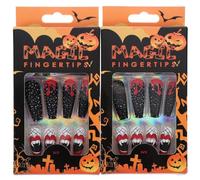 MAGICLULU 48pcs Halloween Full Cover Fake False Nail Tips for Women and Plastic Long Serving Life Press on Nails Not Easy to Break for Night Club and Home Use Accessory