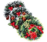 MAGICLULU 4Pcs 4.7inch Mini Christmas Wreaths Small Christmas Wreath with Pine Cone and Red Berries Mini Door with Bows Farmhouse s for Home Decorations (Mixed Style)