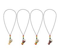 MAGICLULU 4pcs African Drum Necklace Mixed Style Mini Handcrafted Pendant Decors Creative Painted Carved Design Safe Material Stylish Accessory for Men and Women