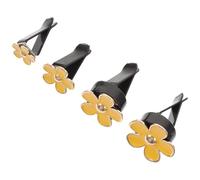 MAGICLULU 4pcs Auto Air Vent Clips Car Interior Decorations Car Vent Yellow Metal Flower Shape Creative Elegant Easy to Clip No Unpleasant Smell Gift for Friends