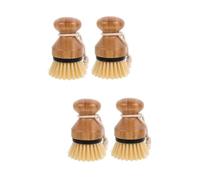 MAGICLULU 4pcs Bamboo Handle Dish Brush Kitchen Scrub Brush Dish Scrubber Handle