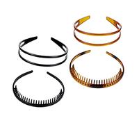 MAGICLULU 4pcs Black Coffee Base Wide Thin Headband Head Buckle Toothed Headband Plastic Hair Hoops for Shower Spa Hair Accessories