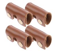 MAGICLULU 4pcs Brown Safety Protective Sheath Cover for Double Edge Heads, Leather Travel Shaving Accessory Case for Men’s Bathroom and Vacation Use