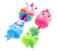 MAGICLULU 4pcs Children’s Bath Loofah Body Cleaning Exfoliating Shower Scrubber Balls Soft Mermaid Design Skin Cleaning Tool for Kids’ Daily Bath