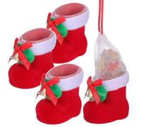 MAGICLULU 4pcs Christmas Candy Boots Candy Boot Flocking Material Easy to Use Store Sweets and Snacks Holiday Party Decoration Fun and Creative Christmas Bag Design