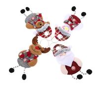 MAGICLULU 4pcs Christmas Hanging Ornaments Multi Color Santa Doll Snowman Deer Bear Decorations for Tree Window Festive Holiday Decor