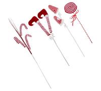 MAGICLULU 4pcs Christmas Tree Picks with Elf Legs Knitted Hat Candy Cane Lollipop Ornaments Xmas Decorations for Wreaths Vase Crafts Home and Office Festive Displays