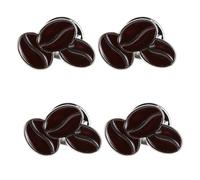 MAGICLULU 4pcs Coffee Bean Pin Brooches for Clothing, Zinc Alloy Material with Secure Fastening and Resists Fading, Miniature Cartoon Design for Daily Use and Coffee Shop Employees