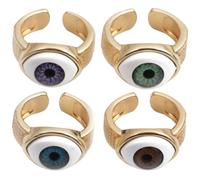 MAGICLULU 4pcs Copper Open Adjustable Evil Eye Rings Hip Hop Style
