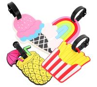 MAGICLULU 4pcs Creative Silicone Luggage Tags Set with Ice Cream Shape and Strap Connector for Travel Use Portable Design Suitcase Tags to Write Name and Address for Suitcases