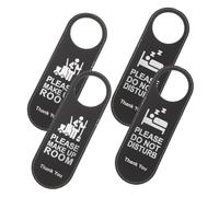 MAGICLULU 4pcs Double Sided Hotel Door Hanger Signs with Please Makeup Room and Do Not Disturb Messages Elegant Black Material for Office Bedroom Hotel and Guest House Privacy Management