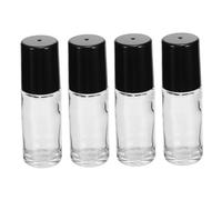 MAGICLULU 4pcs Empty Bottles Black Transparent Leakproof Subpackaging Containers for Essential Oils Perfume Travel Portable Sample Storage