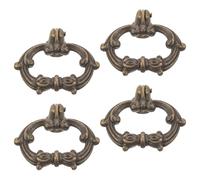 MAGICLULU 4pcs European Style Antique Bronze Alloy Pull Handles Decorative Round Ring Cabinet Drawer Knobs Single Hole Thread Pull Handle for Cupboards and Furniture
