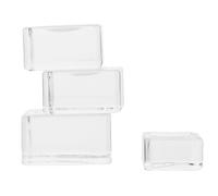 MAGICLULU 4pcs Eyelash Extension Pallet Glass Base Pads Set Small, Medium, Large, Extra Large Sizes 25x25x15mm to 40x40x20mm Crystal Lash Tray for Professional Eyelash Extension Supplies