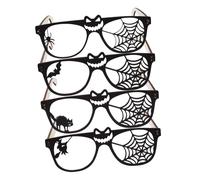 MAGICLULU 4pcs Halloween Eyewear Wooden Spiderweb Frames Party Cosplay Props with Witch Bat Black Cat Designs for Festival Decoration and Fun Photo Accessories