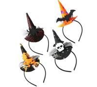MAGICLULU 4pcs Halloween Headband for Season, Witch Spider Bat Skull Party | Cloth Hair Accessory Set, Creative Funny Style for Girl Cosplay and Holiday