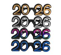 MAGICLULU 4pcs Happy Year Glasses Festive Eyewear for Celebration Unique Photo Props for Year's Eve Party Lightweight Comfortable Decorative Glasses for Graduation