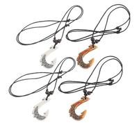 MAGICLULU 4pcs Lightweight Resin Maori Fish Hook Necklaces with Unique Tribal Design, Comfortable to Wear Ethnic Neck Jewelry for Men and Women, for Casual and Party Occasions