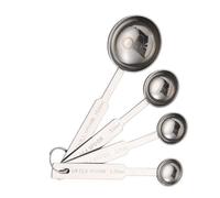 MAGICLULU 4pcs Measuring Spoon Tool Stainless Steel Spice Measuring Spoon with Polished Handle, Sturdy and Deformation Resistant, Silver Colour for Cooking and Nursing