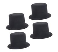 MAGICLULU 4pcs Mini Top Hats Black DIY Hat Blanks for Crafts Magician Style for Dolls Small Pets Holiday Party Photo Shoot Accessories