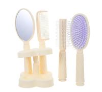 MAGICLULU 4pcs Multifunctional Hair Comb Set for Women Includes Curling Roll Comb Paddle Brush Straight Styling Hand Mirror White Hair Care Tools for Home and Travel