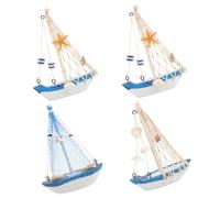 MAGICLULU 4pcs Nautical Decorations for Home Model Decoration Boats Sailing Ornament Sailboat Decor Small Sailboat Model Birthday Coastal Beach Mini Random Color