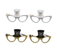 MAGICLULU 4pcs New Years Eve Glasses Lightweight PC Plastic Frames Silver Glitter Surface Ergonomically Crafted for Comfort, Photo Booth Props and Graduation Party Accessories