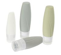 MAGICLULU 4pcs Refillable Silicone Travel Bottles for Toiletries Small Flexible Squeeze Containers Leak-resistant Empty Dispensers for Shampoo Lotion Shower Gel Lightweight Portable