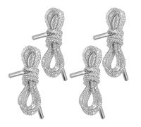 MAGICLULU 4pcs Rhinestone Shoelaces 120cm Cotton Glitter Laces for Sneakers | Silver, Lightweight and Easy to Attach, Glamorous Shine for Dress Shoes, Hoodie Drawstrings, White