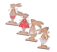 MAGICLULU 4pcs Rustic Wooden Bunny Ornaments Lovely Rabbit Tabletop Decor for Home Craftsmanship for Indoor Decoration and Festive Events