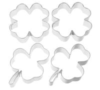 MAGICLULU 4Pcs Shamrock Cookie Cutter Set - Stainless Steel Four-Leaf Clover Biscuit Moulds - Reusable St. Patrick's Day Baking Accessories for Kids & Adults - Mini Pastry & Fondant Cutters