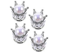 MAGICLULU 4pcs Tire Valve Cap Valve Stem Cover Car Stylish Silver Abs Copper Rhinestone Not Easy to Deform Car Lovers Accessory