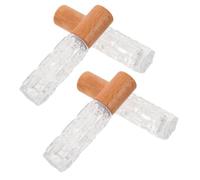 MAGICLULU 4pcs Travel Perfume Atomizer Mini Refillable Fragrance Sample Vials 10ml Glass Beech Wood Refillable Reducing Waste Portable Spray Bottles for Women Daily Use