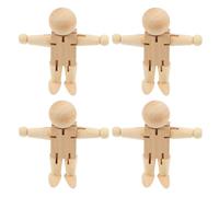MAGICLULU 4pcs Unfinished Wooden Robot Figures with Natural Wood Bodies and Adjustable Joints for Painting, Crafts, Decorative Pieces for Playing and Art Projects