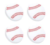 MAGICLULU 4pcs White Cabinet Door Knobs with Cartoon Baseball Design, Rubber and Zinc Alloy Material, Single Hole, Practical and Decorative Handles for Shoe Cabinet and Desk Drawer