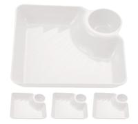 MAGICLULU 4pcs White Snack Serving Tray Set Made of Sturdy Pp Material with Modern Elegant Design, for Garden Party or Restaurant Use, for Serving French Fries, Desserts, and Vegetables