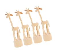 MAGICLULU 4pcs Wooden Giraffe Finger Puppets Handcrafted Animal Ornaments with Stand Miniature Travel for Desk Decor Interactive Learning