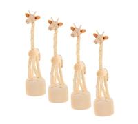 MAGICLULU 4pcs Wooden Giraffe Finger Puppets Miniature Animal Sculptures for Educational Play Travel and Desk Decoration Inspiring Curiosity and Family Bonding