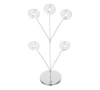 MAGICLULU 5 Branch Card Holder with Clip Tree Style Silver Metal Business Card Display Rack round Base Easy Cleaning Decorative for Business Meetings and Home